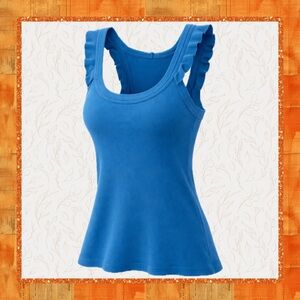 anchor blue Blue Ruffle Strap Tank Top
